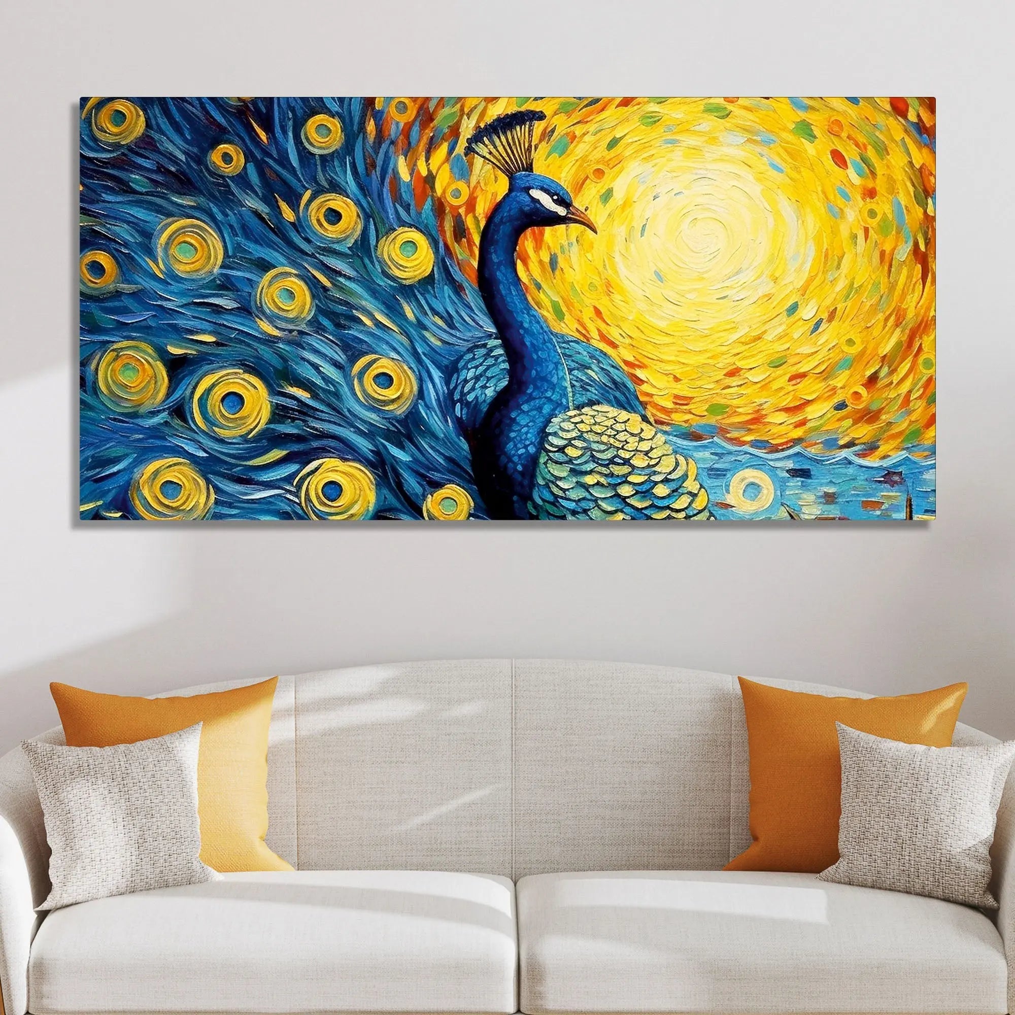 Peacock with Beautiful Feather Canvas Wall Painiting Harshita Crafts