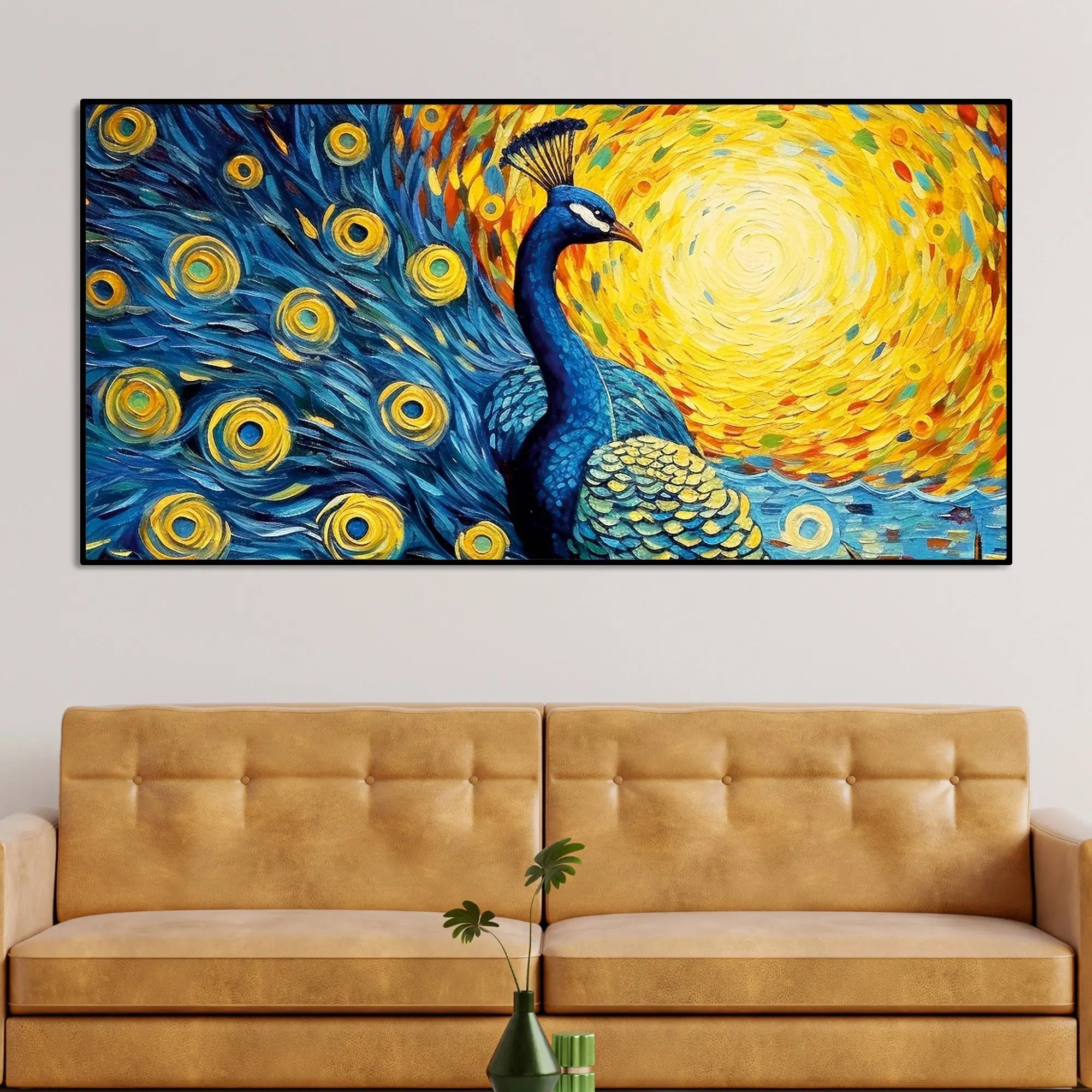 Peacock with Beautiful Feather Canvas Wall Painiting Harshita Crafts