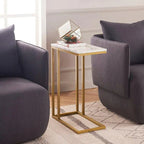 Premium C-Shaped White Marble Designer Side Table - Decor Mantra 