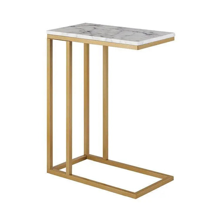 Premium C-Shaped White Marble Designer Side Table - Decor Mantra 