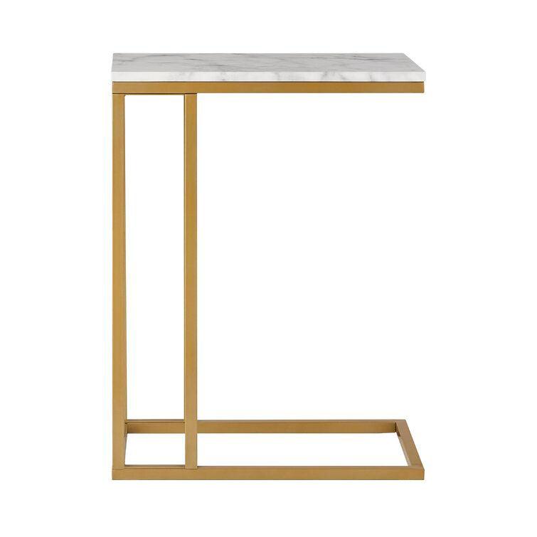 Premium C-Shaped White Marble Designer Side Table - Decor Mantra 
