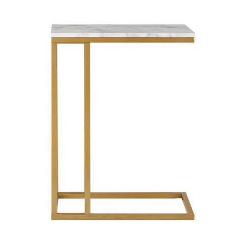 Premium C-Shaped White Marble Designer Side Table - Decor Mantra 
