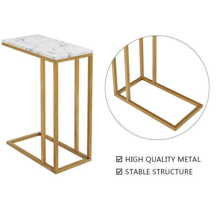 Premium C-Shaped White Marble Designer Side Table - Decor Mantra 