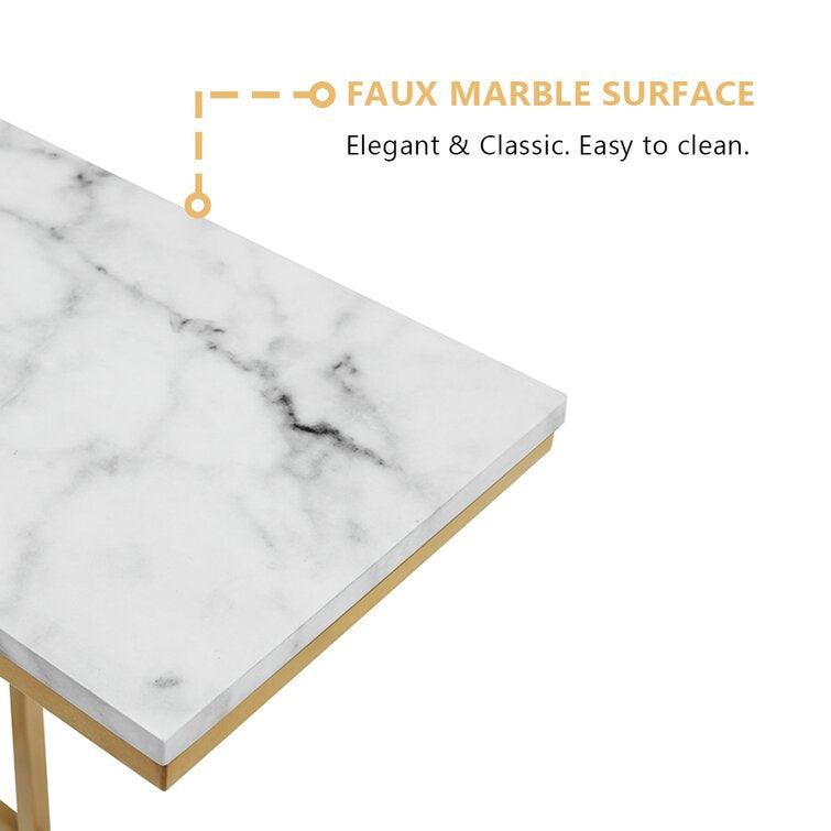 Premium C-Shaped White Marble Designer Side Table - Decor Mantra 