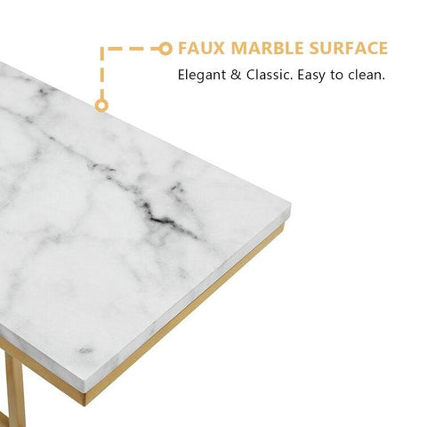 Premium C-Shaped White Marble Designer Side Table - Decor Mantra 