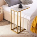 Premium C-Shaped White Marble Designer Side Table - Decor Mantra 