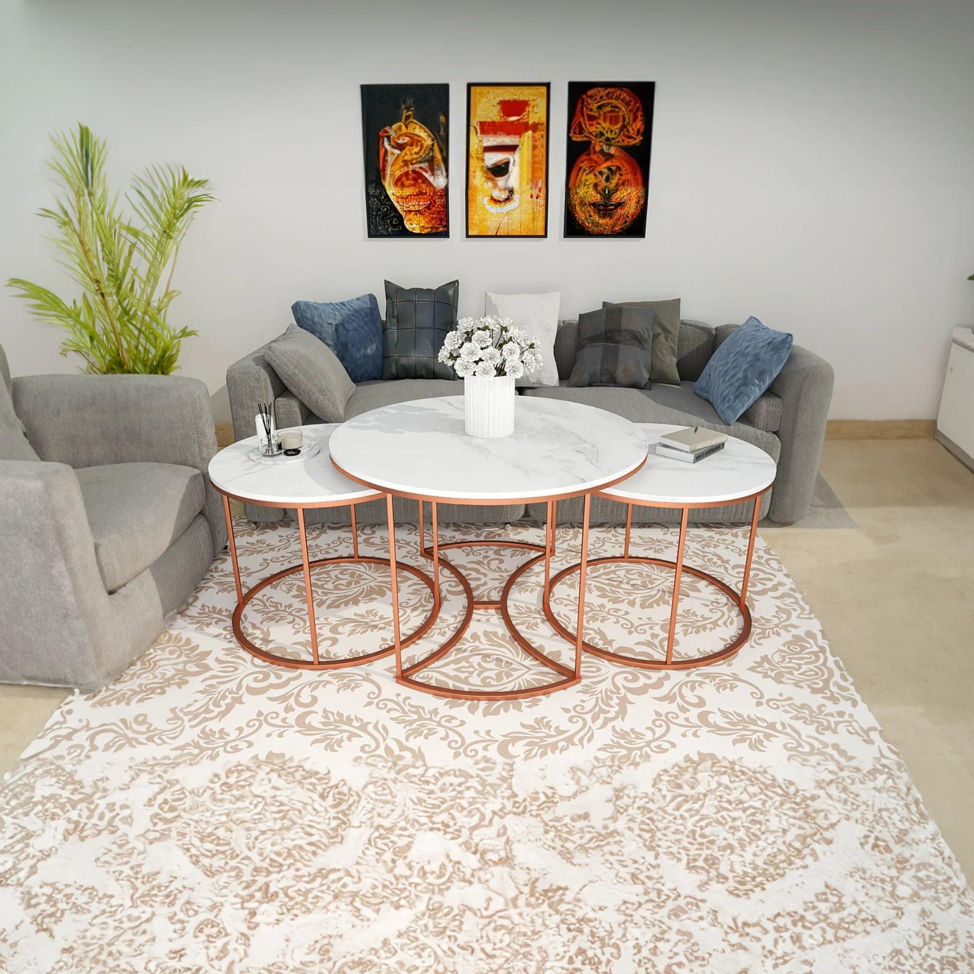 Premium Copper Nesting Trio Tables Set of 3 - Decor Mantra 