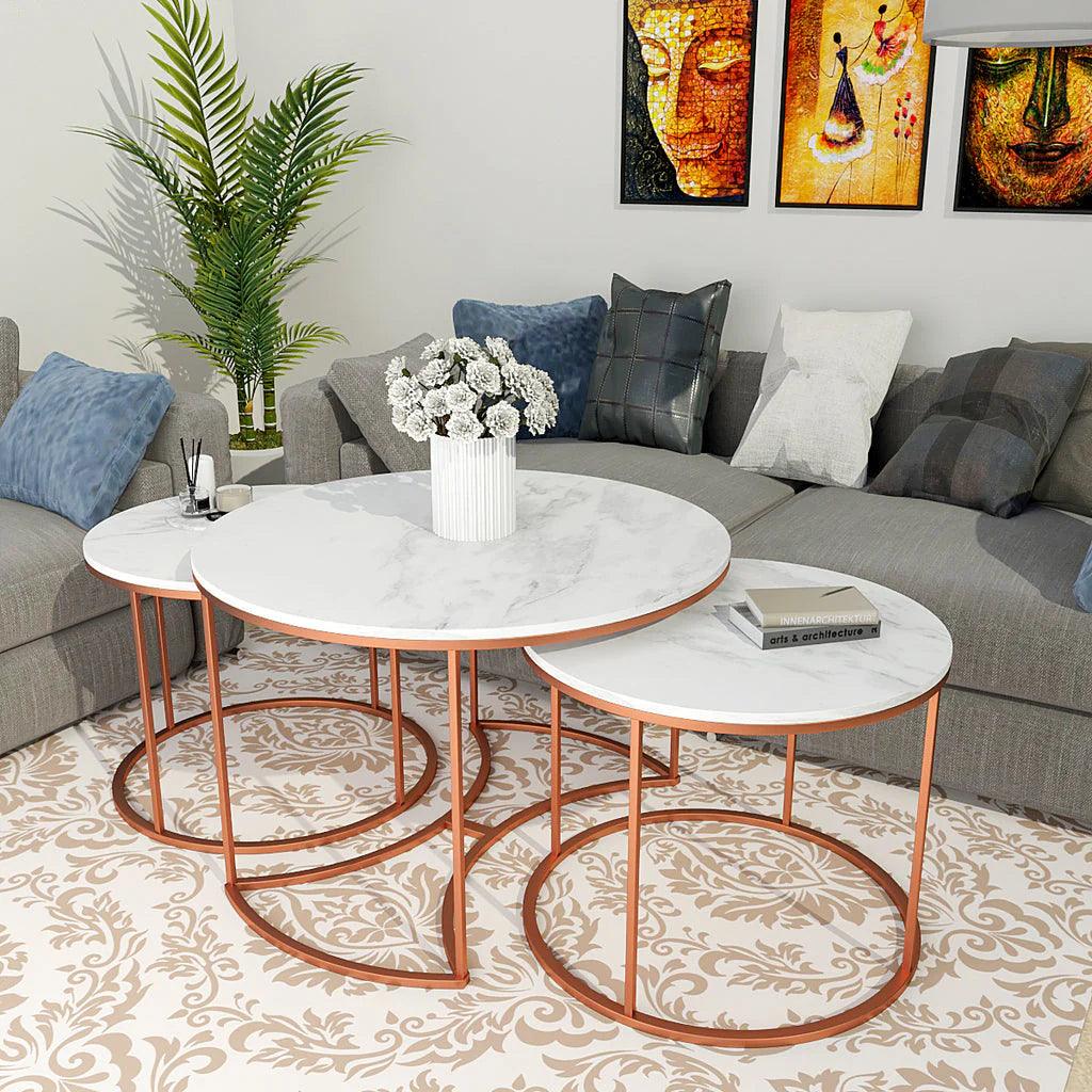 Premium Copper Nesting Trio Tables Set of 3 - Decor Mantra 
