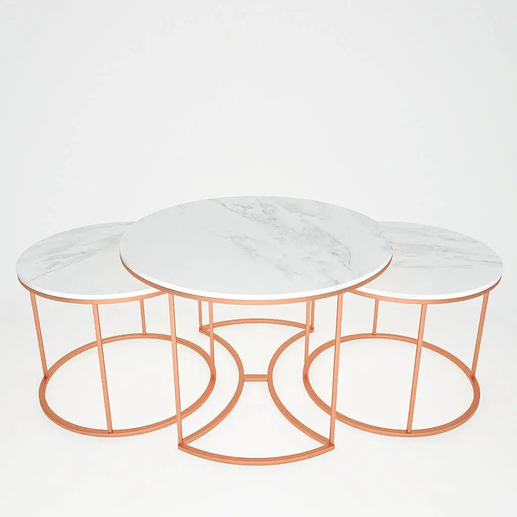 Premium Copper Nesting Trio Tables Set of 3 - Decor Mantra 