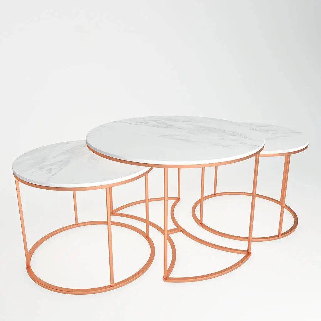 Premium Copper Nesting Trio Tables Set of 3 - Decor Mantra 