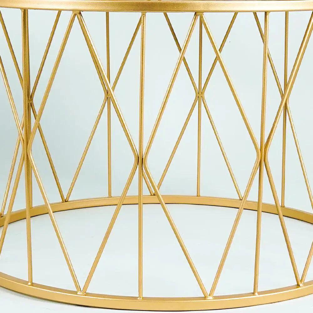 Premium Designer White Marble Round Shape Center Table in Criss Cross Pattern - Decor Mantra 