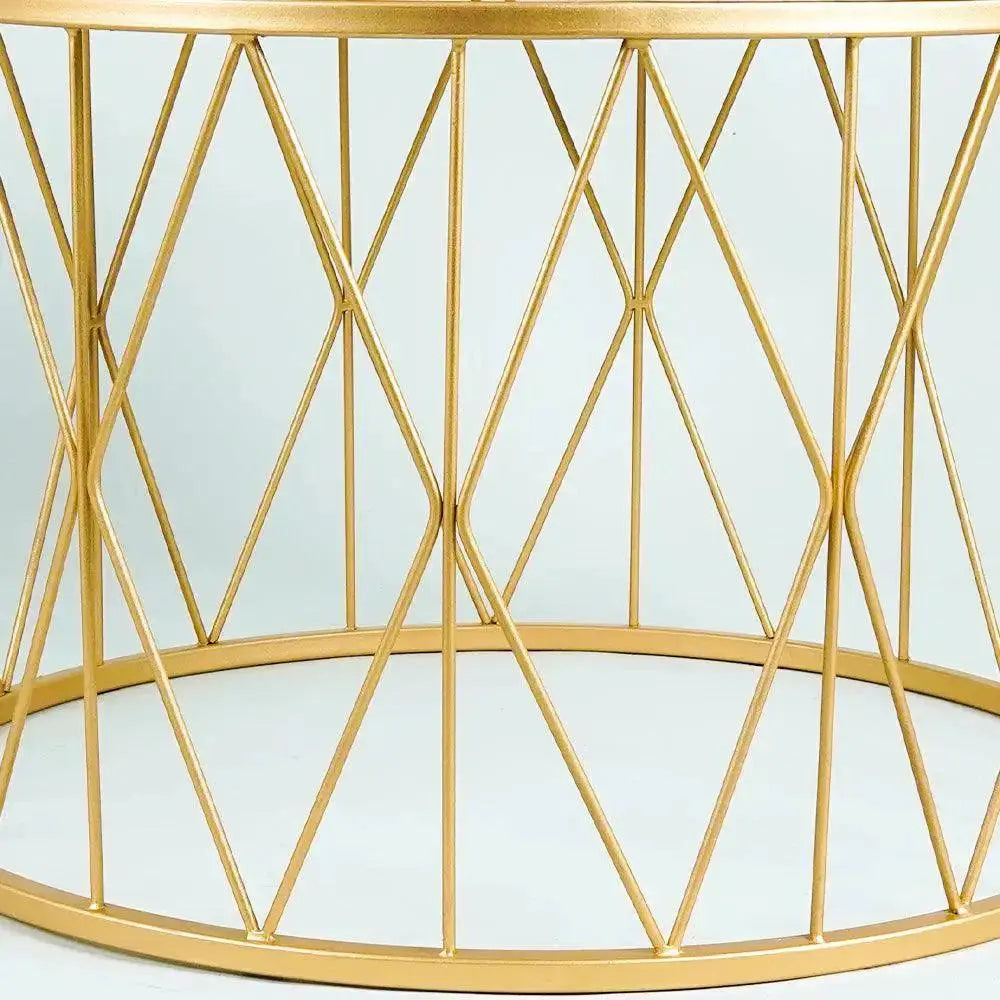 Premium Designer White Marble Round Shape Center Table in Criss Cross Pattern - Decor Mantra 