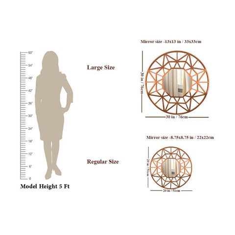 Premium Geometric Cut Copper Finish Designer Wall Mirror - Decor Mantra 