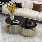 Premium Golden Caged with Black Marble Table Set of 2 - Decor Mantra 