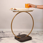 Premium Golden Halo Classic Metal Side Table - Decor Mantra 