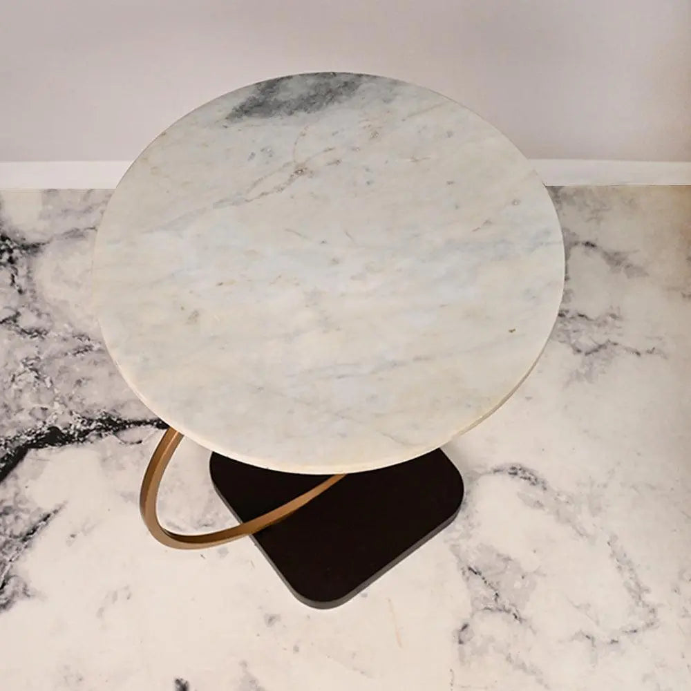Premium Golden Halo Classic Metal Side Table - Decor Mantra 