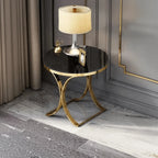 Premium Golden Iron Avarua Round Marble Table - Decor Mantra 