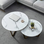 Premium Metallic Nesting Center Tables in Golden Luxurious Base Set of 2 - Decor Mantra 