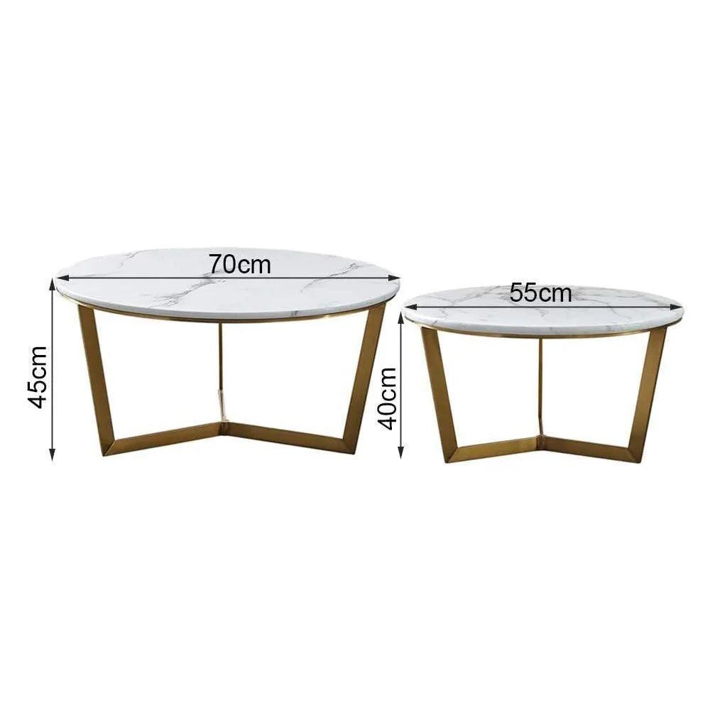 Premium Metallic Nesting Center Tables in Golden Luxurious Base Set of 2 - Decor Mantra 