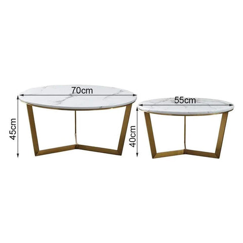 Premium Metallic Nesting Center Tables in Golden Luxurious Base Set of 2 - Decor Mantra 