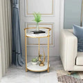 Hexagon Shape Marble Top Silver Stand Side Table Decor Mantra
