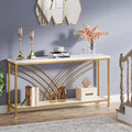 Premium Modern Faux Marble Console Table with 2 Tier Storage Shelf - Decor Mantra 