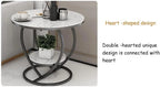 Premium Modern Heart Shaped Black Metal Finish with White Marble Night Stand Side Table - Decor Mantra 