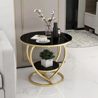 Premium Modern Heart Shaped Golden Metal with Black Marble Night Stand Side Table - Decor Mantra 