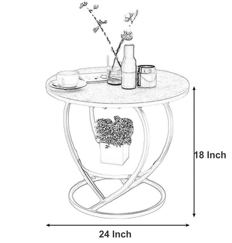 Premium Modern Heart Shaped Golden Metal with Black Marble Night Stand Side Table - Decor Mantra 