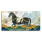 Premium Wall Painting of Horse and Golden trees with Colored Mountains