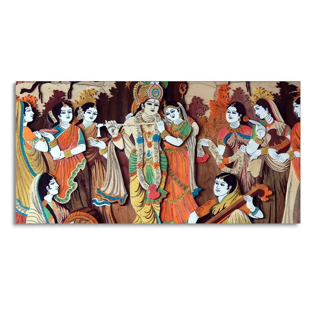Radha Krishna with Bansuri Canvas Wall Painting Decor Mantra