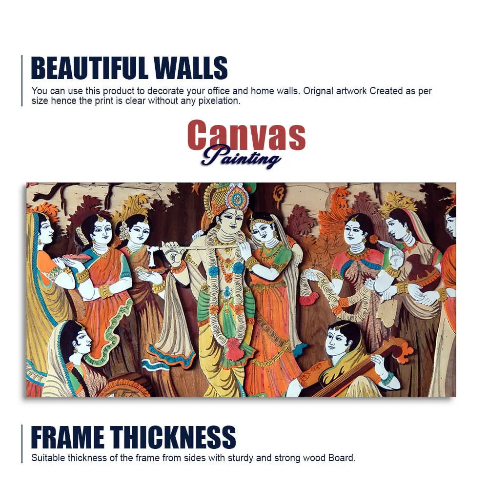 Radha Krishna with Bansuri Canvas Wall Painting Decor Mantra