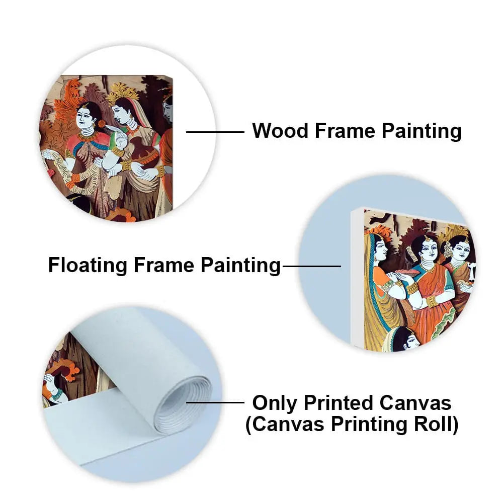 Radha Krishna with Bansuri Canvas Wall Painting Decor Mantra