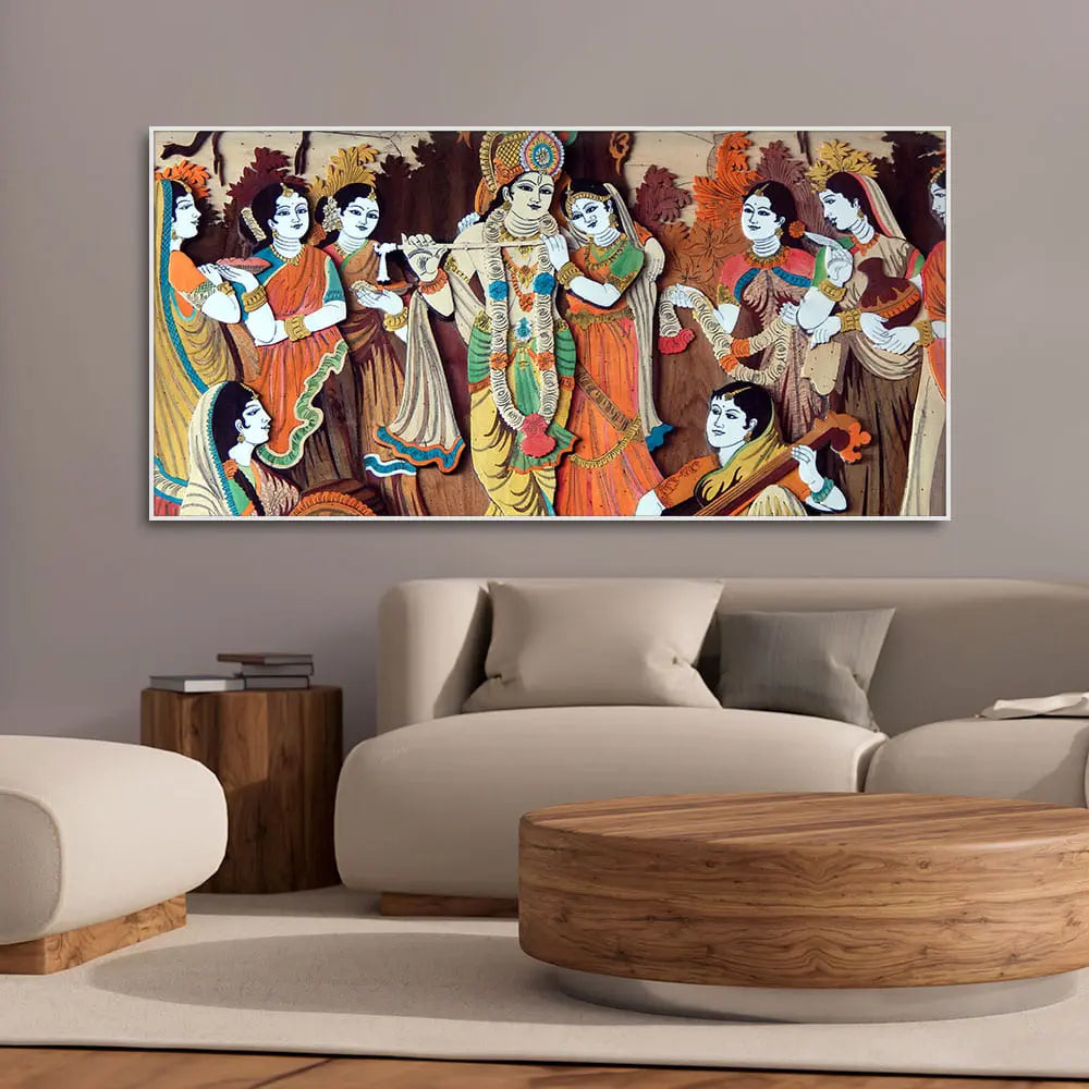 Radha Krishna with Bansuri Canvas Wall Painting Decor Mantra