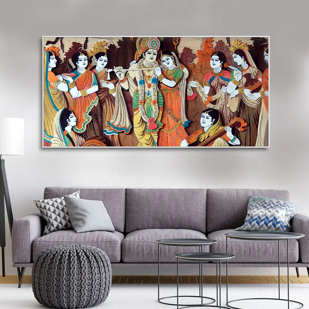 Radha Krishna with Bansuri Canvas Wall Painting Decor Mantra