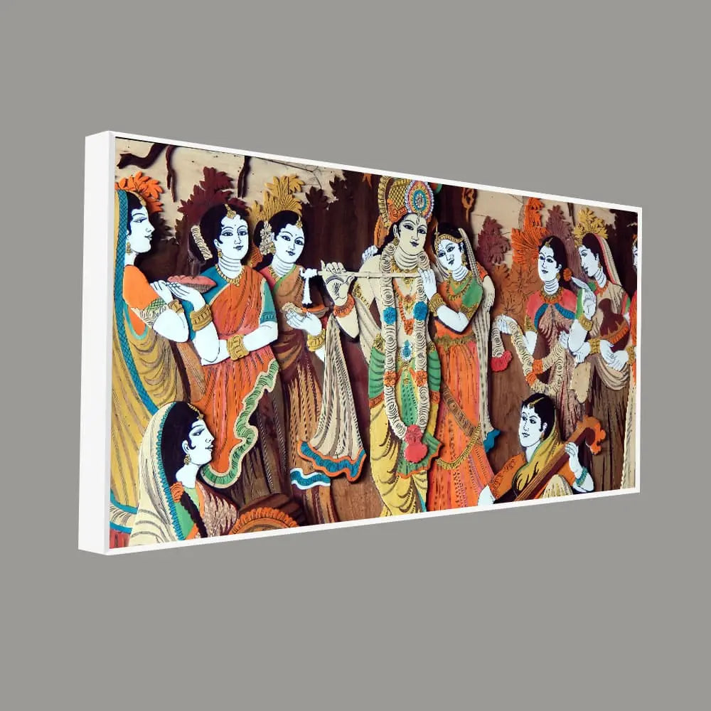 Radha Krishna with Bansuri Canvas Wall Painting Decor Mantra