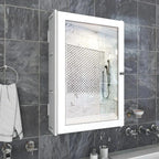 Rectangular Structured Wooden Bathroom Cabinet Mirror with 3 Spacious Shelves White Finish - Decor Mantra 