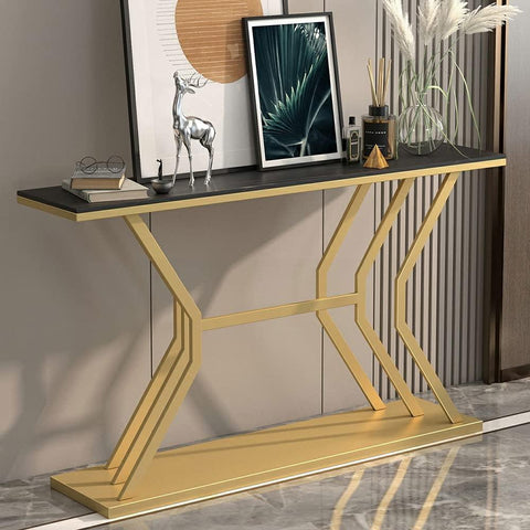 Refined Luxury Black Marble Hallway Console Table - Decor Mantra 