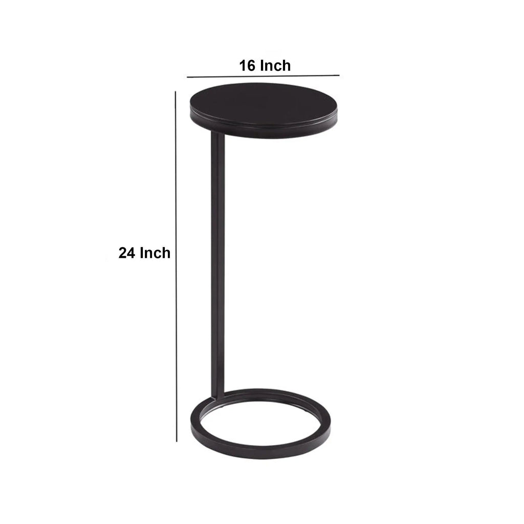 Ring Base Black Marble Designer Side Table - Decor Mantra 