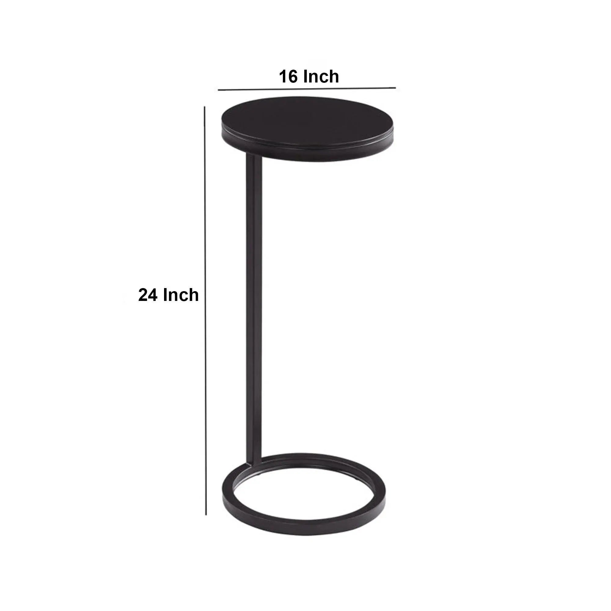 Ring Base Black Marble Designer Side Table - Decor Mantra 
