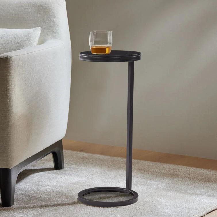 Ring Base Black Marble Designer Side Table - Decor Mantra 