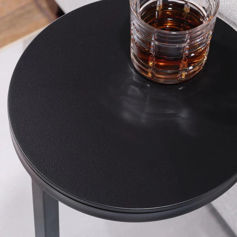 Ring Base Black Marble Designer Side Table - Decor Mantra 