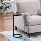Ring Base Black Marble Designer Side Table - Decor Mantra 