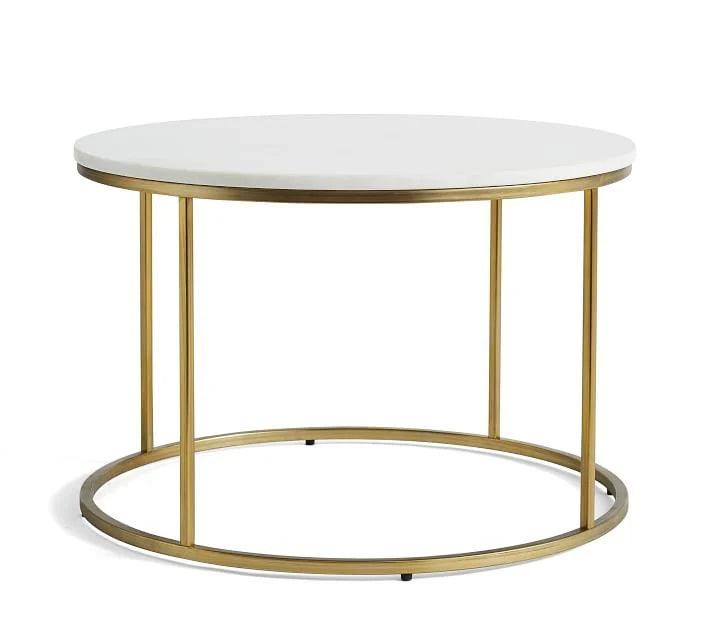 Premium White Marble Round Shaped Golden Stand Center Table - Decor Mantra 