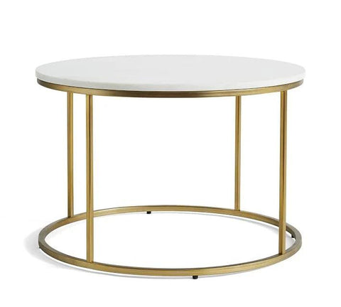 Premium White Marble Round Shaped Golden Stand Center Table - Decor Mantra 