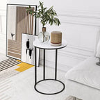 Round White Marble Designer Side Table - Decor Mantra 