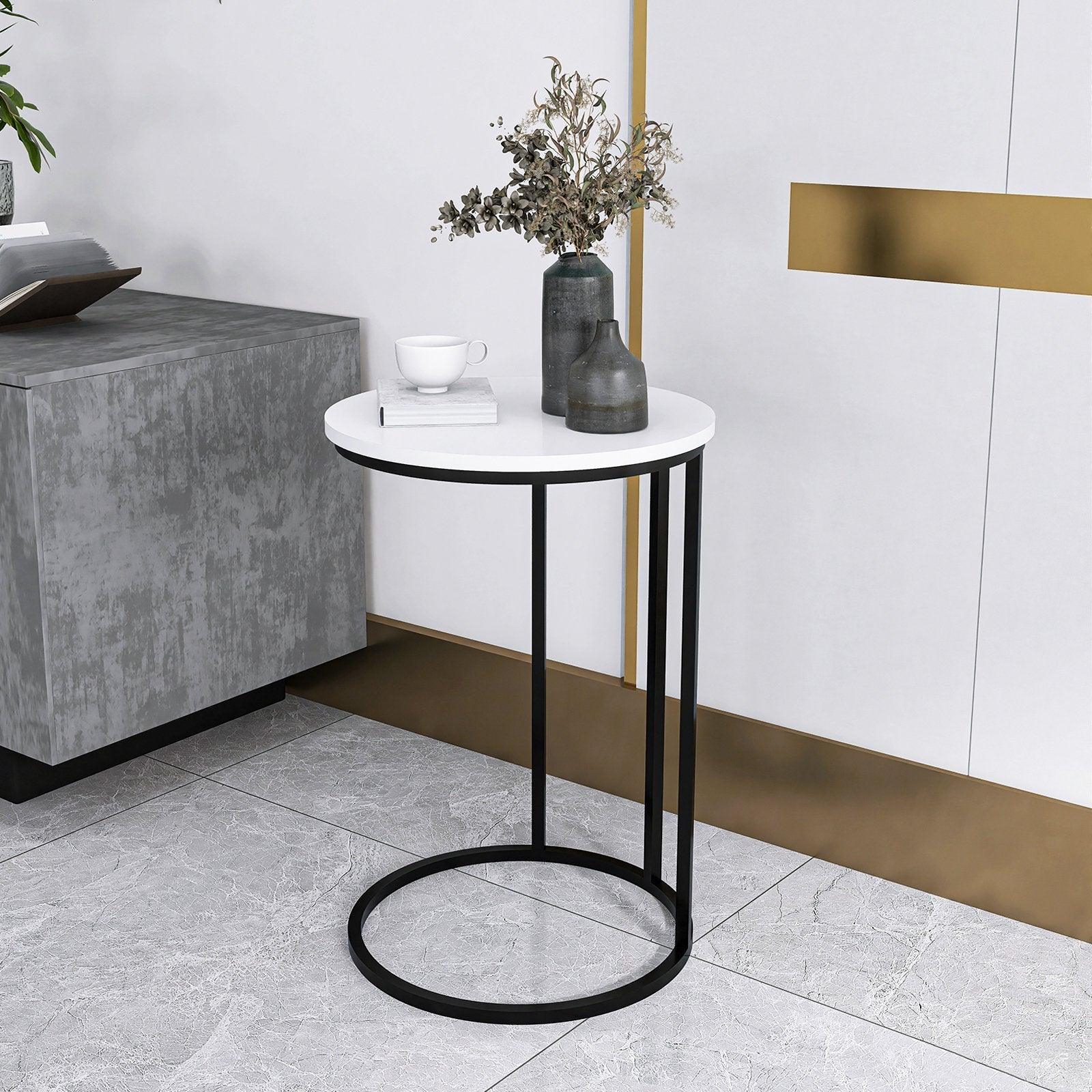 Round White Marble Designer Side Table - Decor Mantra 