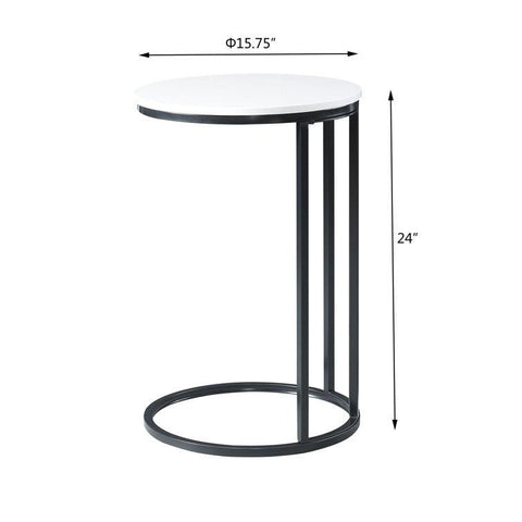 Round White Marble Designer Side Table - Decor Mantra 