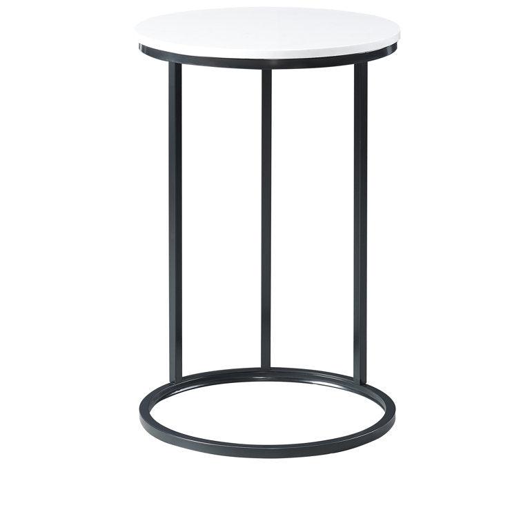 Round White Marble Designer Side Table - Decor Mantra 