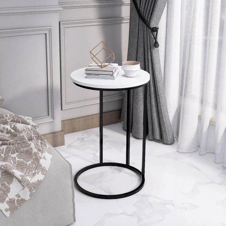 Round White Marble Designer Side Table - Decor Mantra 